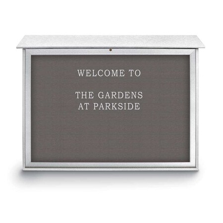 United Visual Products Indoor Enclosed Combo Board, 42"x32", Satin Frame/Grey & Amethyst UVCB4232-GREY-AMETHY
